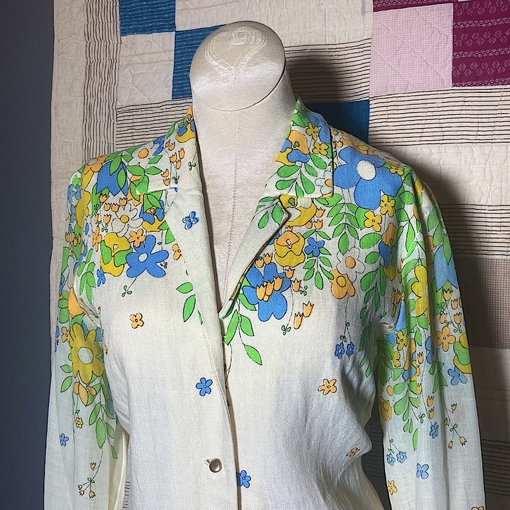 1960s Vintage Cotton Spring Floral Day Dress
